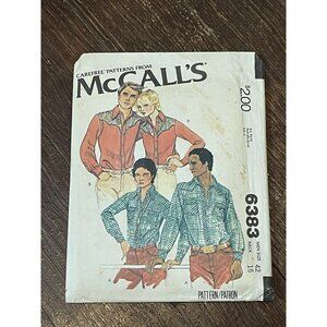 McCall's 6383 Pattern Vintage Unisex Western Shirt Size 42 UNCUT